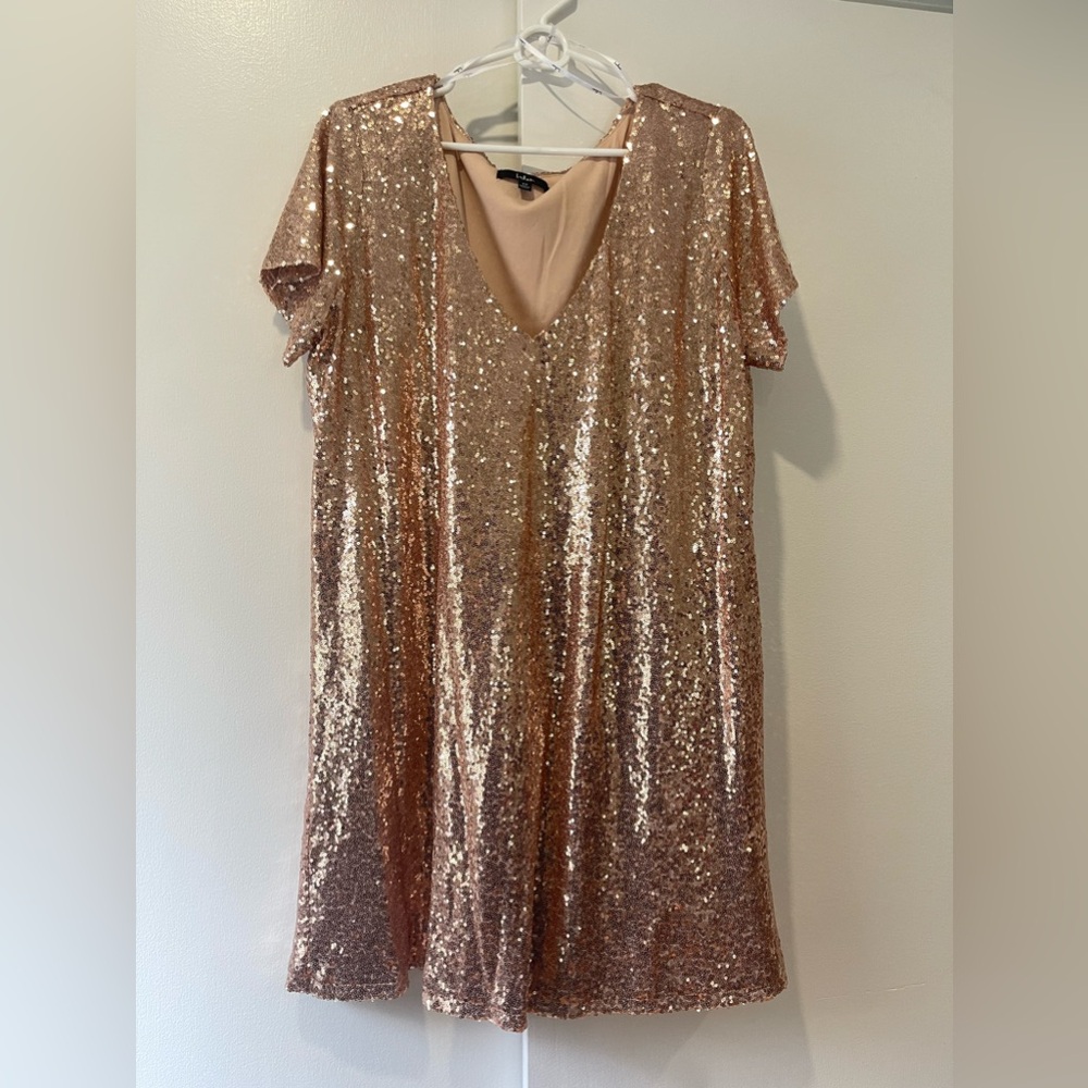 Champagne Sequin Shift Dress